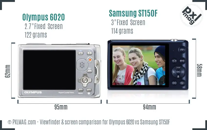 Olympus 6020 vs Samsung ST150F Screen and Viewfinder comparison