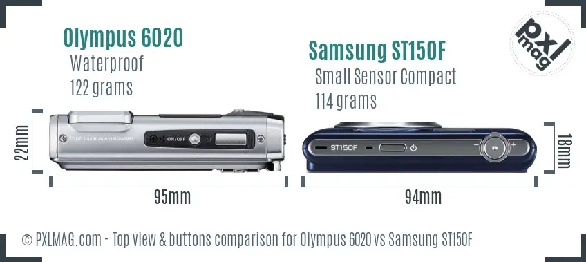 Olympus 6020 vs Samsung ST150F top view buttons comparison