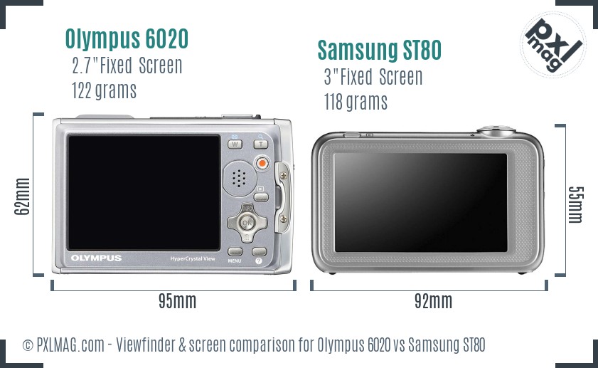 Olympus 6020 vs Samsung ST80 Screen and Viewfinder comparison