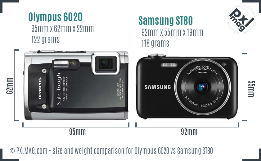 Olympus 6020 vs Samsung ST80 size comparison