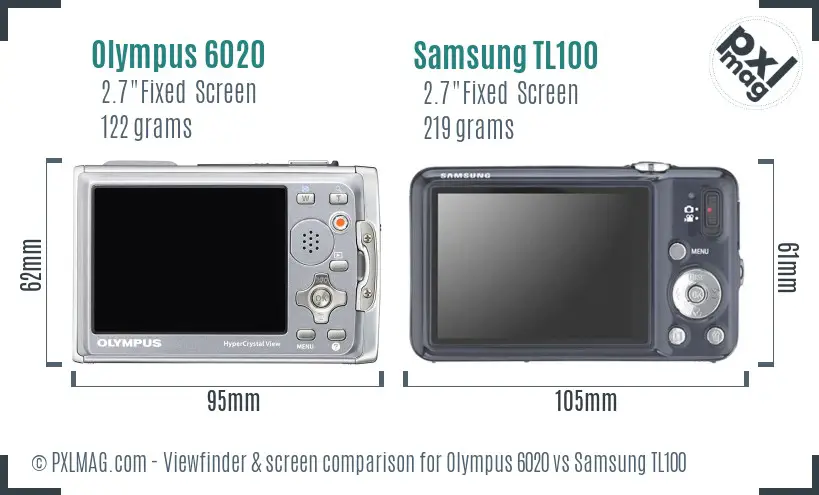 Olympus 6020 vs Samsung TL100 Screen and Viewfinder comparison