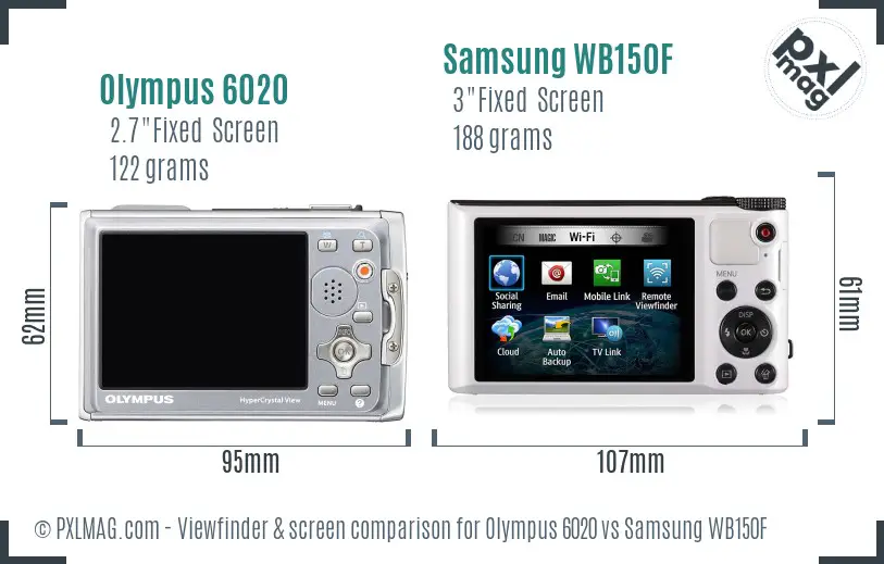 Olympus 6020 vs Samsung WB150F Screen and Viewfinder comparison Olympus 6020 vs Samsung WB150F Screen and Viewfinder comparison