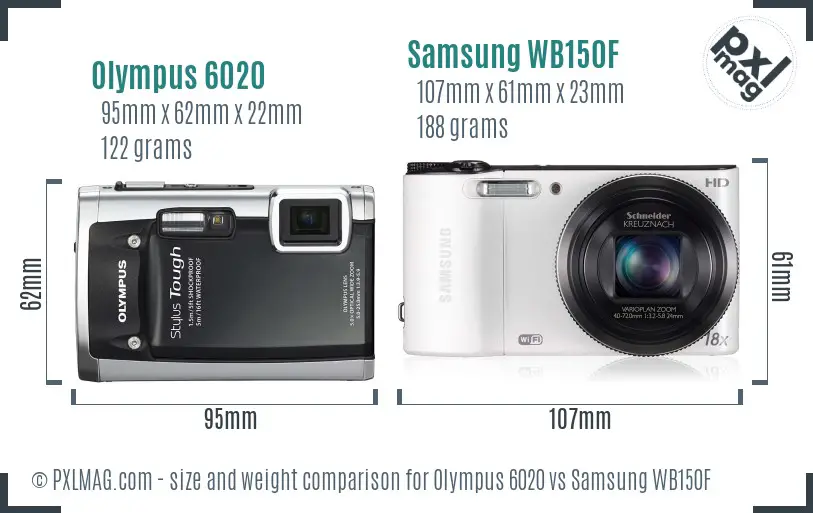 Olympus 6020 vs Samsung WB150F size comparison Olympus 6020 vs Samsung WB150F size comparison