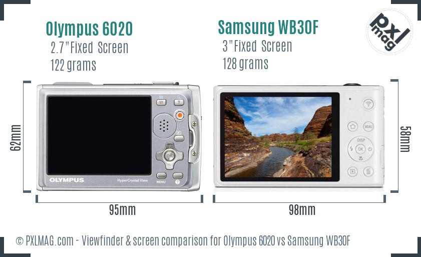 Olympus 6020 vs Samsung WB30F Screen and Viewfinder comparison