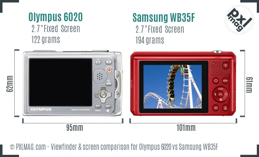 Olympus 6020 vs Samsung WB35F Screen and Viewfinder comparison