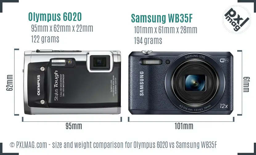 Olympus 6020 vs Samsung WB35F size comparison
