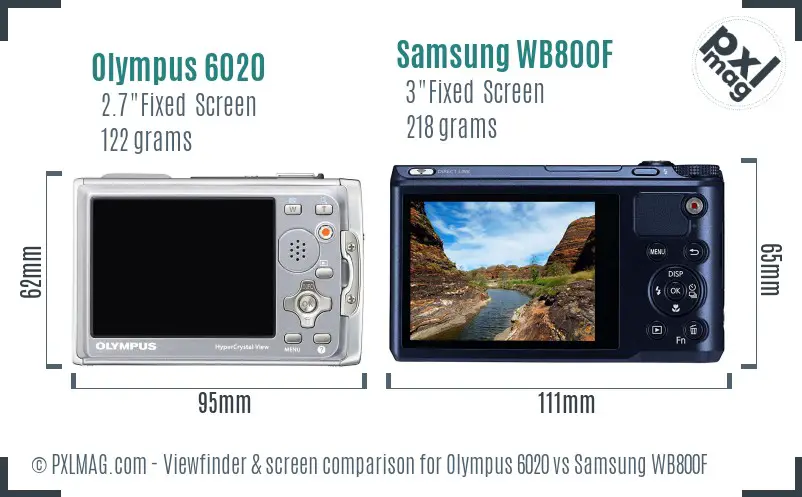 Olympus 6020 vs Samsung WB800F Screen and Viewfinder comparison Olympus 6020 vs Samsung WB800F Screen and Viewfinder comparison