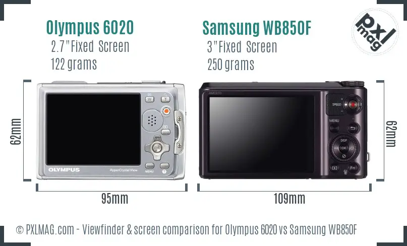 Olympus 6020 vs Samsung WB850F Screen and Viewfinder comparison