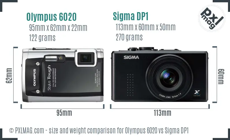 Olympus 6020 vs Sigma DP1 size comparison