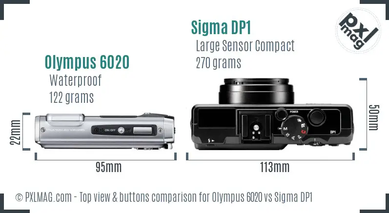 Olympus 6020 vs Sigma DP1 top view buttons comparison