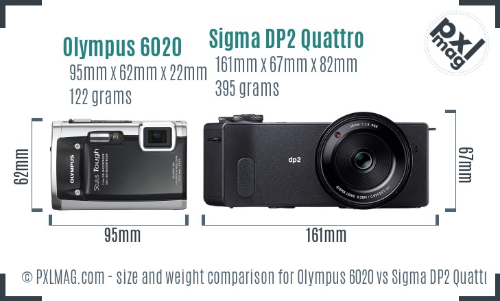 Olympus 6020 vs Sigma DP2 Quattro size comparison