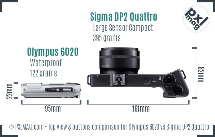 Olympus 6020 vs Sigma DP2 Quattro top view buttons comparison