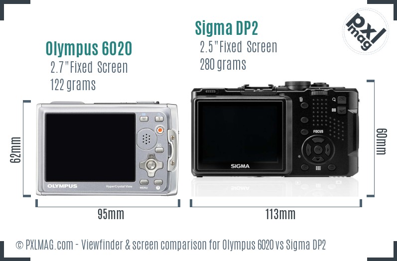 Olympus 6020 vs Sigma DP2 Screen and Viewfinder comparison