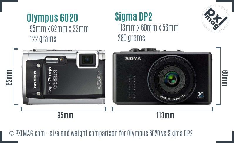 Olympus 6020 vs Sigma DP2 size comparison Olympus 6020 vs Sigma DP2 size comparison