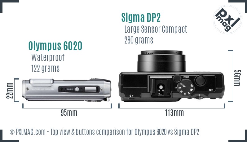 Olympus 6020 vs Sigma DP2 top view buttons comparison