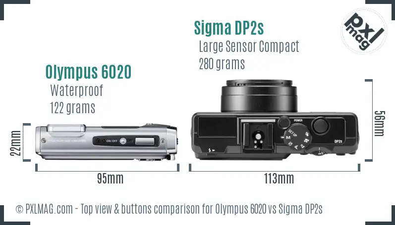 Olympus 6020 vs Sigma DP2s top view buttons comparison Olympus 6020 vs Sigma DP2s top view buttons comparison