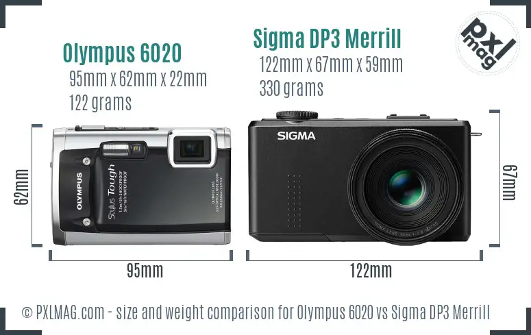 Olympus 6020 vs Sigma DP3 Merrill size comparison
