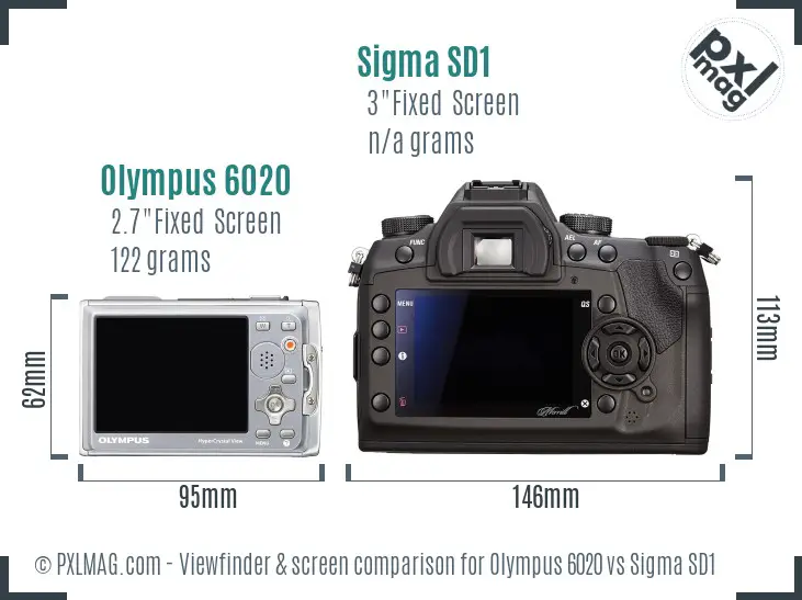 Olympus 6020 vs Sigma SD1 Screen and Viewfinder comparison