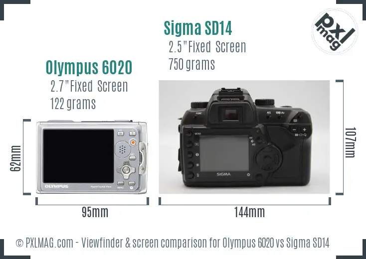 Olympus 6020 vs Sigma SD14 Screen and Viewfinder comparison