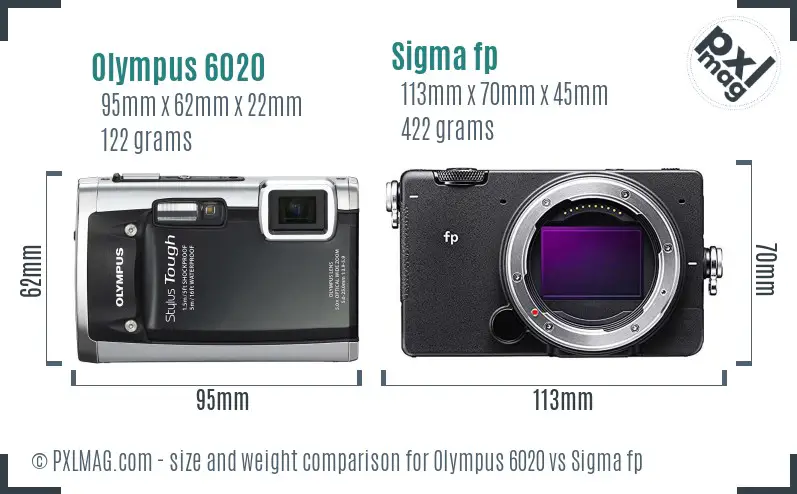 Olympus 6020 vs Sigma fp size comparison