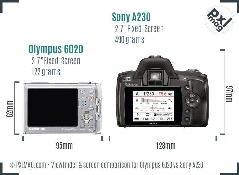 Olympus 6020 vs Sony A230 Screen and Viewfinder comparison