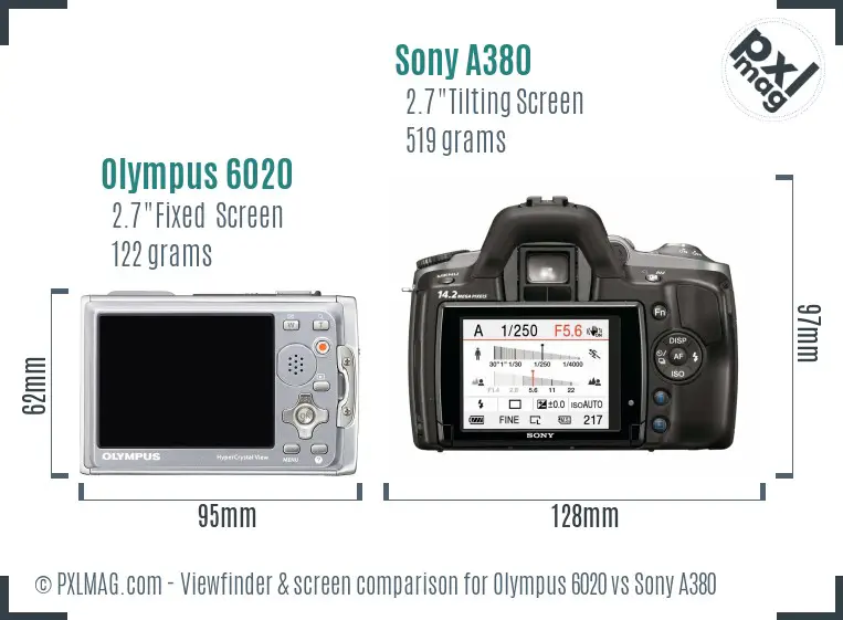Olympus 6020 vs Sony A380 Screen and Viewfinder comparison