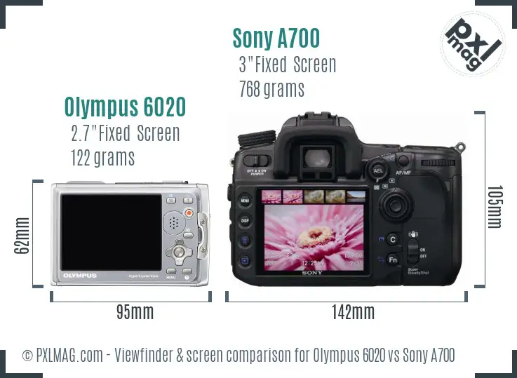 Olympus 6020 vs Sony A700 Screen and Viewfinder comparison