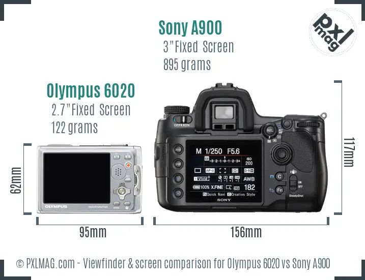 Olympus 6020 vs Sony A900 Screen and Viewfinder comparison