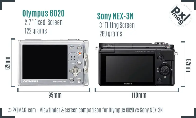 Olympus 6020 vs Sony NEX-3N Screen and Viewfinder comparison
