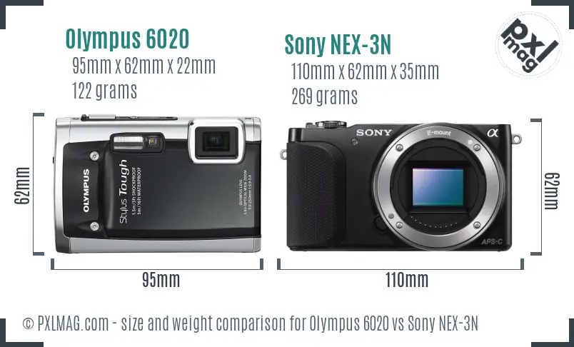Olympus 6020 vs Sony NEX-3N size comparison