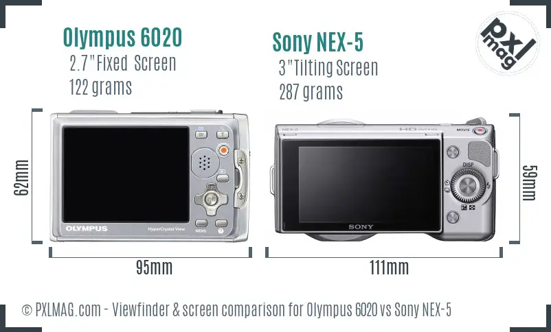 Olympus 6020 vs Sony NEX-5 Screen and Viewfinder comparison