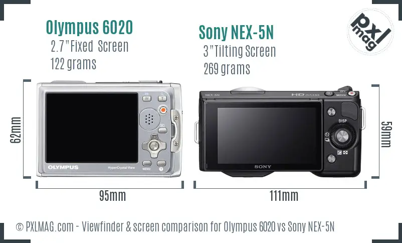 Olympus 6020 vs Sony NEX-5N Screen and Viewfinder comparison