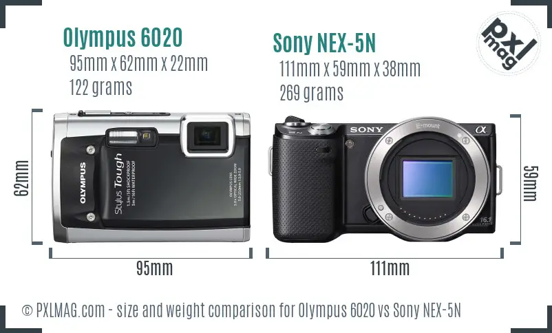 Olympus 6020 vs Sony NEX-5N size comparison