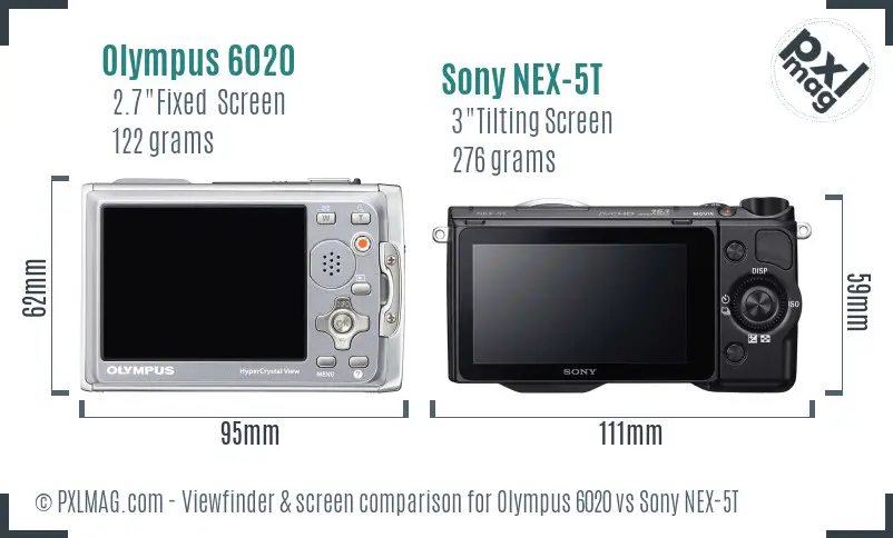 Olympus 6020 vs Sony NEX-5T Screen and Viewfinder comparison
