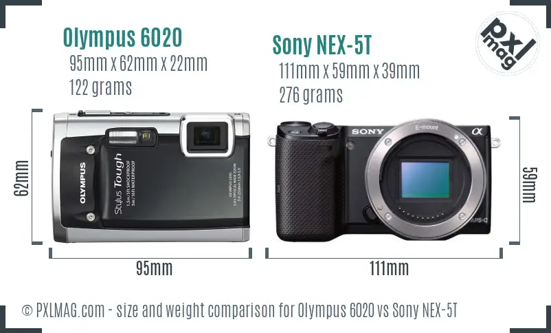 Olympus 6020 vs Sony NEX-5T size comparison
