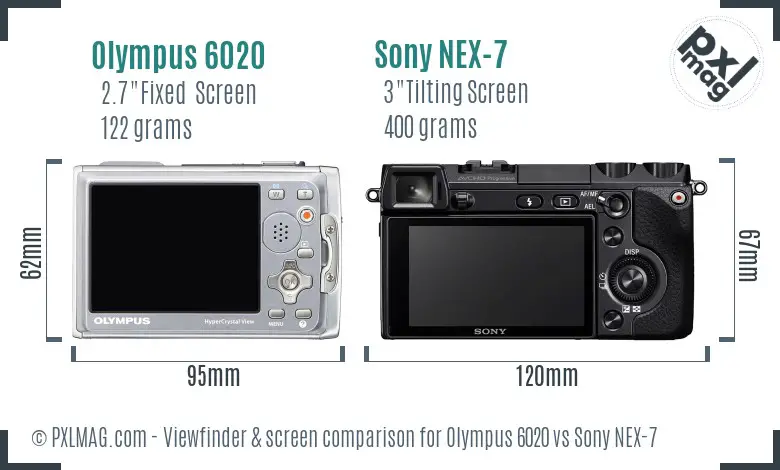 Olympus 6020 vs Sony NEX-7 Screen and Viewfinder comparison