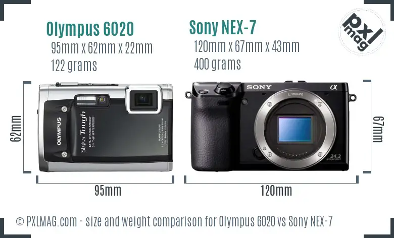 Olympus 6020 vs Sony NEX-7 size comparison