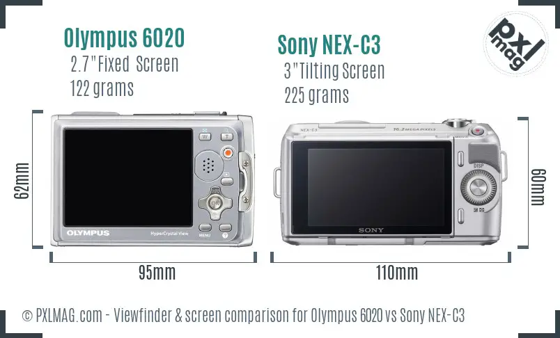 Olympus 6020 vs Sony NEX-C3 Screen and Viewfinder comparison