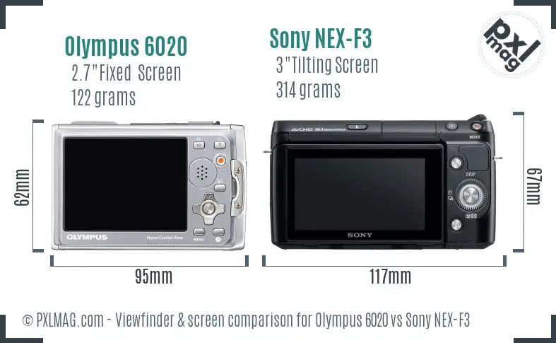 Olympus 6020 vs Sony NEX-F3 Screen and Viewfinder comparison