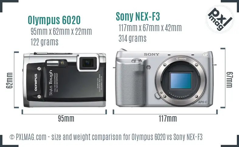Olympus 6020 vs Sony NEX-F3 size comparison