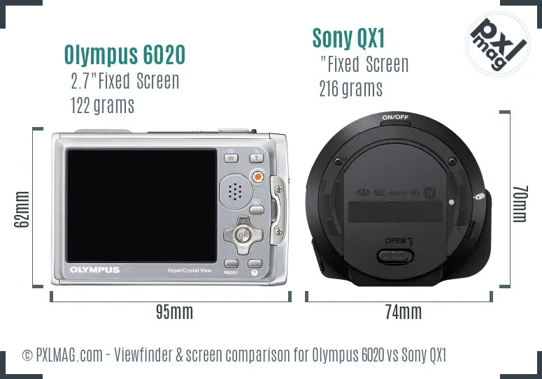 Olympus 6020 vs Sony QX1 Screen and Viewfinder comparison