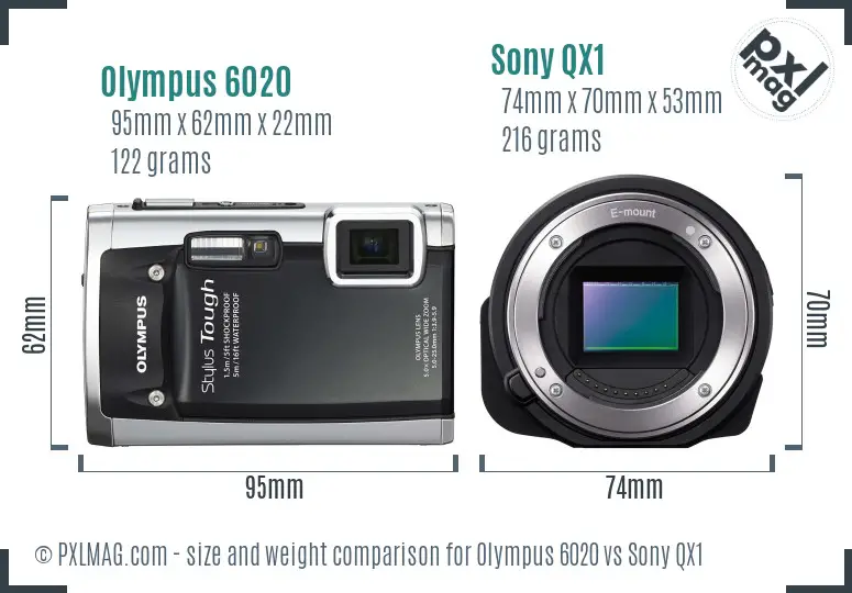 Olympus 6020 vs Sony QX1 size comparison