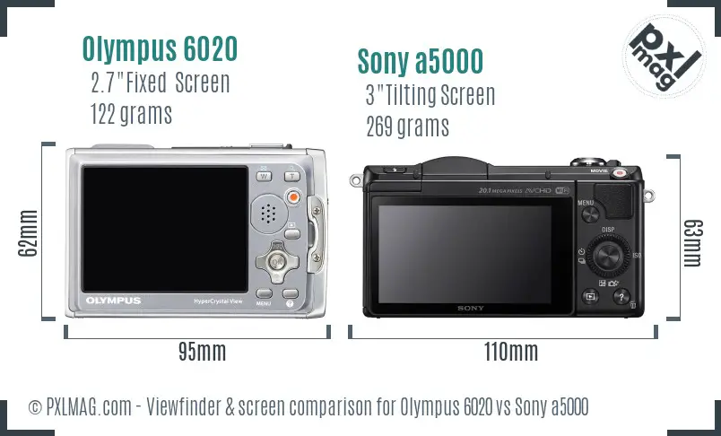 Olympus 6020 vs Sony a5000 Screen and Viewfinder comparison