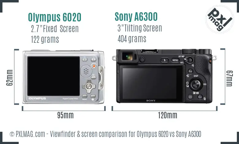 Olympus 6020 vs Sony A6300 Screen and Viewfinder comparison