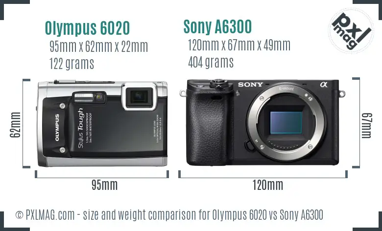Olympus 6020 vs Sony A6300 size comparison