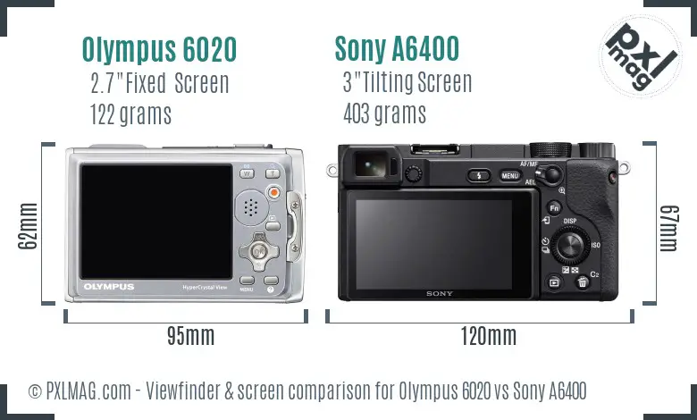 Olympus 6020 vs Sony A6400 Screen and Viewfinder comparison