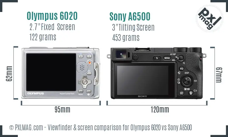 Olympus 6020 vs Sony A6500 Screen and Viewfinder comparison