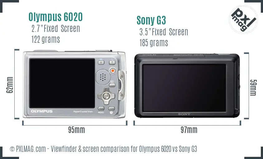 Olympus 6020 vs Sony G3 Screen and Viewfinder comparison