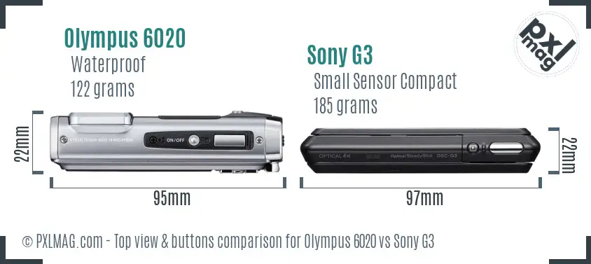 Olympus 6020 vs Sony G3 top view buttons comparison
