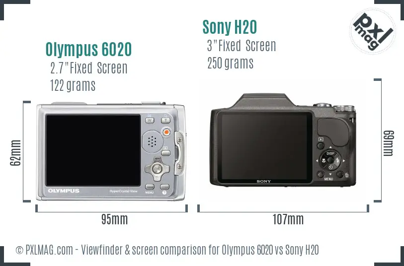 Olympus 6020 vs Sony H20 Screen and Viewfinder comparison